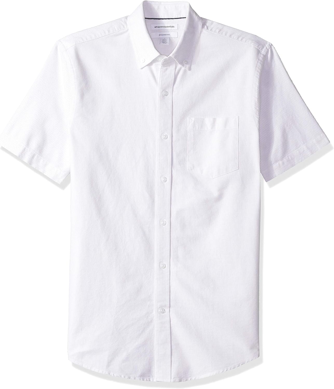  Essentials Men's Slim-Fit Short-Sleeve Pocket Oxford Shirt: Clothing