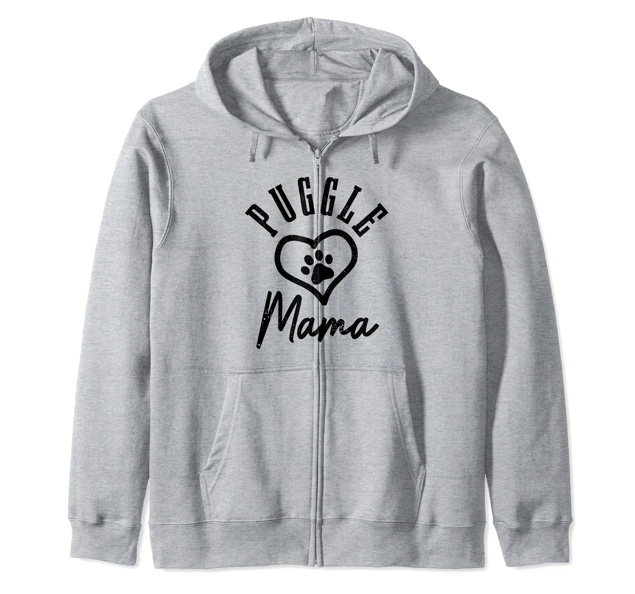 Puggle Mama Heart Dog Paw Puggle Mom Zip Hoodie