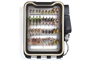 Wifreo Fly Fishing Flies Assortment with Waterproof Fly Box, 28/40/64/92/120pcs Dry/Wet/Nymph/Streamer Flies, Trout/Bass/Panfish/Salmon Fishing Flies