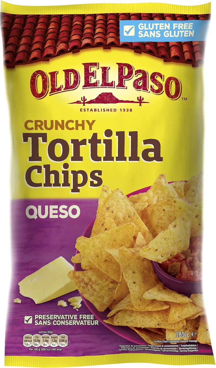 Nachos Mexicanos Tortilla Chips Queso, Pack 185 gr: Amazon.es: Alimentación y bebidas