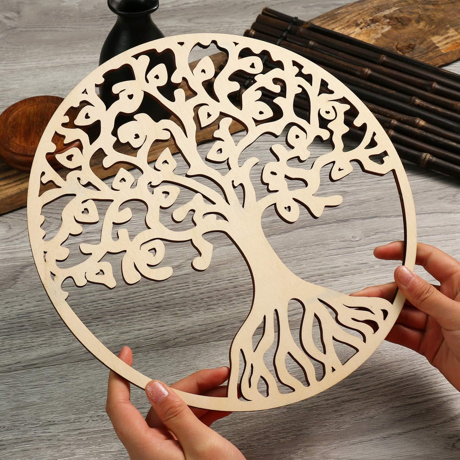 Simurg Round Tree of Life Wooden Wall Art Wall Hanging Decor Art Home Decoration