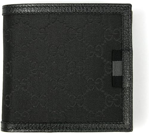 Amazon グッチ財布 さいふ Gucci Gg柄 ナイロンキャンバス レザー 二つ折りメンズ財布 小銭入れ付 ブラック 並行輸入品 財布