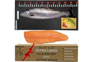 NORDMOOSE Fish Fillet Mat with Fish Cutting Board, Extra Large 33"x15.75", Portable & Grippy Fish Cleaning Mat - Durable & Easy to Clean, Rollable Fish Fillet Board