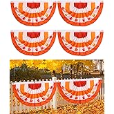 VitalCozy 6 Pcs Thanksgiving Fall Bunting Outdoor Flag for Outside 3 x 1.5 ft Fall Banner Leaf Pattern Hanging Pleated Bunting Fan Flag Autumn Outdoor Decorations for Holiday Party