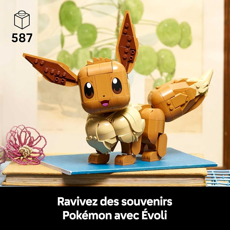 Pokémon Évoli - Figurine - Set de Construction pour Adulte - Maquette Anime avec Membres, Oreilles & Queue Articulés - Décoration de Chambre ou Bureau DIY - Idée de Cadeau Gaming Collector 72151