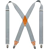 Doloise Adjustable Elastic X Back Style Suspenders for Men's and Women's With Strong Metal Clips