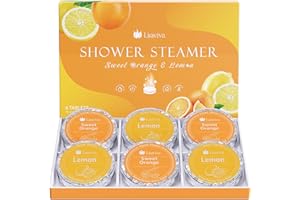LIRAVIVA Shower Steamers Aromatherapy 6 Pack - Christmas Gifts for Women, Stocking Stuffers, Birthday Gifts for Mom, White Elephant Gift, Travel Essentials, Self Care - Lavender (Lemon Sweet Orange)