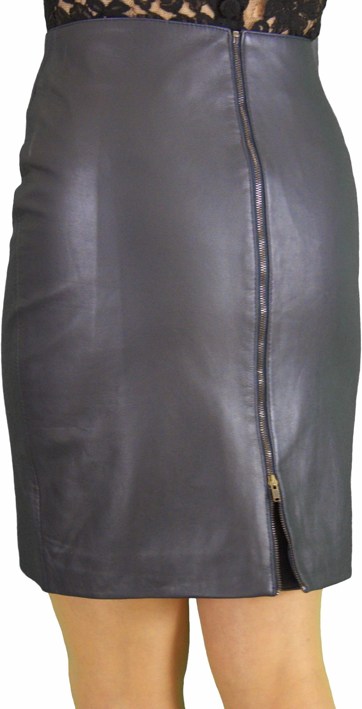 Ashwood Real Genuine Leather Pencil Skirt, Full Rear Zip, Above Knee.