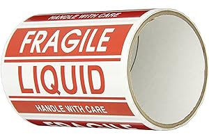 TapeCase Shipping Packing Labels"Fragile/Liquid/Handle with Care", Red/White - 50 per Pack (1 Pack)