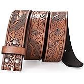 TRIWORKS Western Leather Belt Strap for Men without Buckle Cowboy Cowgirl Leather Mens Belt for Jeans