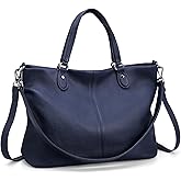 befen Soft Genuine Leather Tote Bag for Women with Zipper, Real Leather Shoulder Purse with Top Handle & Crossbody Strap