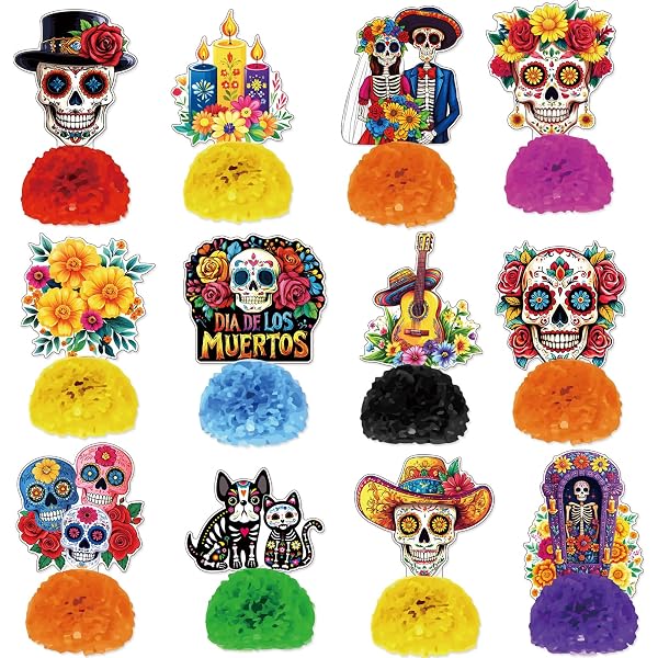 Dia De Los Muertos 9 Pieces Day Of The Dead Honeycomb Table ...