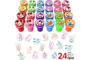 AFZMON Mouse Party Stamps for Kids, 24Pcs Mickey Assorted Self-Inking Stamps, Goodie Bag Stuffers,Minnie Birthday Party Favor for Kids, Teacher Stamps Reward Pinata Fillers Carnival Prizes