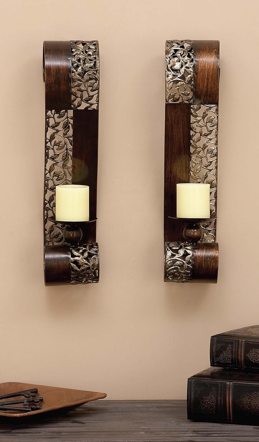 Deco 79 Metal Candle Sconce Set of 2, 21"H x 4"W: Furniture & Decor