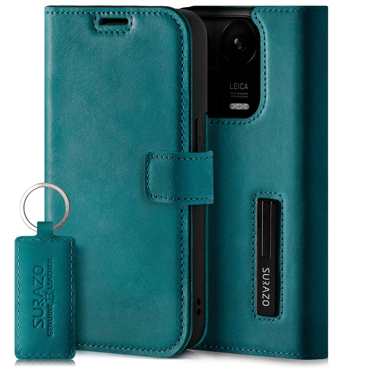 Surazo Leather Wallet Mobile Phone Case Compatible with Redmi Note 13 5G - Flip & Fold Smartphone Case with Stand RFID Blocker Magnet Closure, 3 Slots for Bank Cards - Handcrafted European Leather