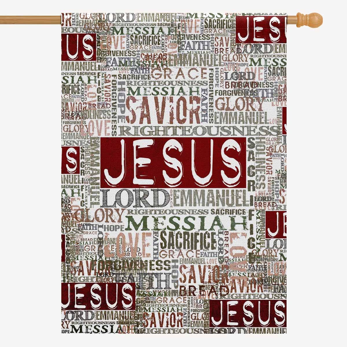 INTERESTPRINT Vintage Jesus Religious Bible Verse House Flag Home House Banner Decorative Flags for Party Yard Home Outdoor Decor 28" x 40" (Without Flagpole)