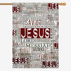 INTERESTPRINT Vintage Jesus Religious Bible Verse House Flag Home House Banner Decorative Flags for Party Yard Home Outdoor Decor 28" x 40" (Without Flagpole)