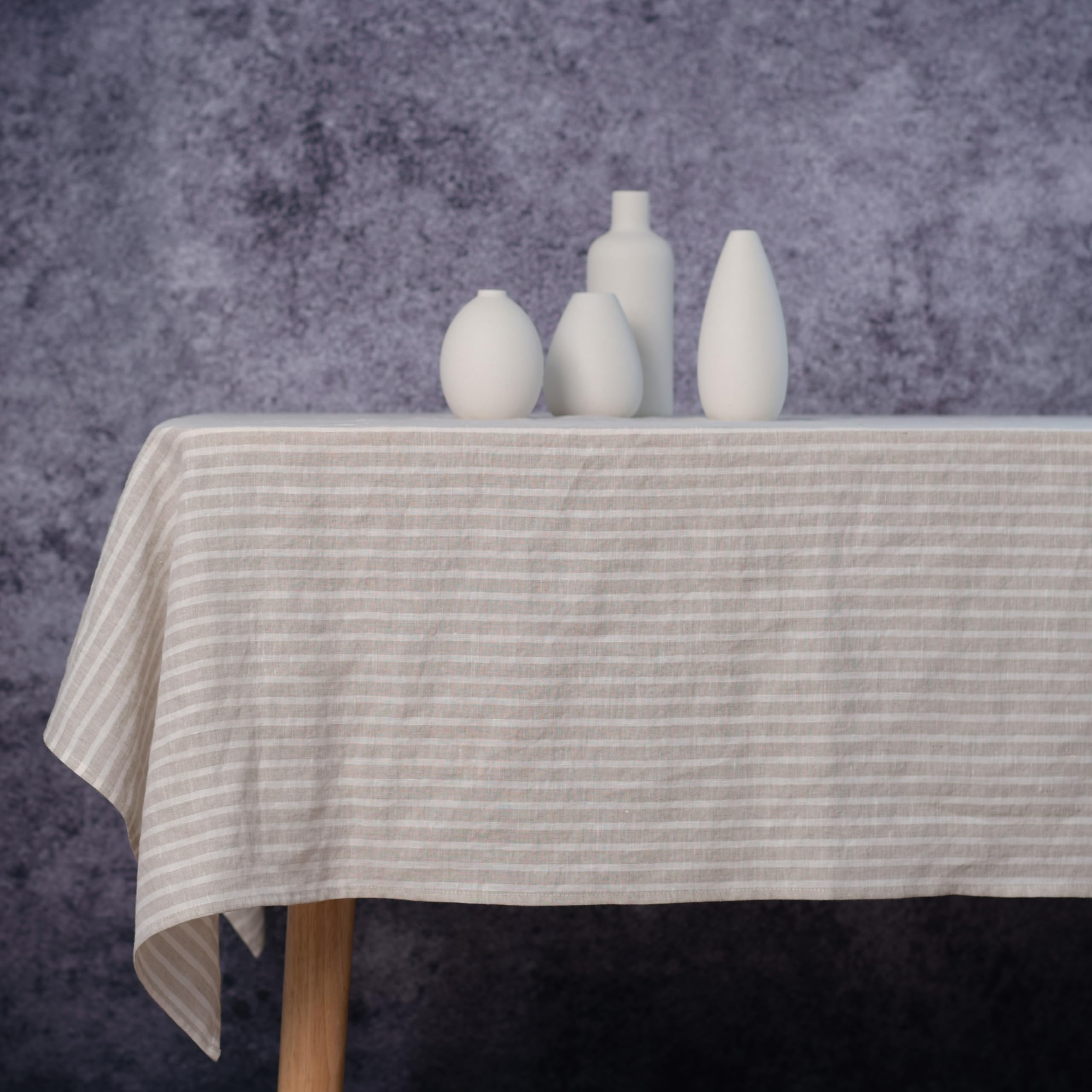 Photo 1 of Linkslove Home 100% Pure Linen Stripe Tablecloths for Rectangle Tables, 60x108 Inch Natural and White Table Cloth for Wedding, Party, Easter,Thanksgiving, Christmas Indoor,Outdoor Machine Washable