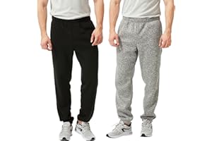 TEX2FIT 2-Pack Men's Jogging Pants with Side Pockets, Elastic Bottom, Soft Fleece Sweat Pants