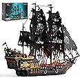 JMBricklayer Pirate Ship Building Blocks Sets with Lights, Black Pearl Model Ship Boat 40002, Ship Building Toys for Adults, 