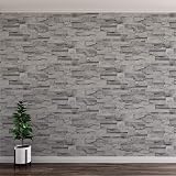Muriva Grey Brick Effect Textured Vinyl Wallpaper - Realistic Stone Wall Tiles view 3