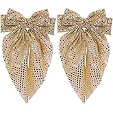 Christmas Hair Bows, Glitter Sequin Bow with Long Tail Hair Clips for Women, Sparkly Hair Accessories for Girls, Teens, Hair Barrettes for Parties/Weddings, Non-Slip Hairpin for Thick/Thin Hair