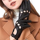 ZLUXURQ Womens Vintage TouchScreen Leather Driving Gloves Unlined -Soft And Thin Quality Italian Lambskin