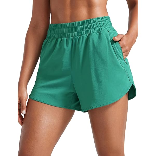 MCEDAR Short De Course Taille Haute Pour Femme Avec Doublure En Maille élastique Et Poche Zippée