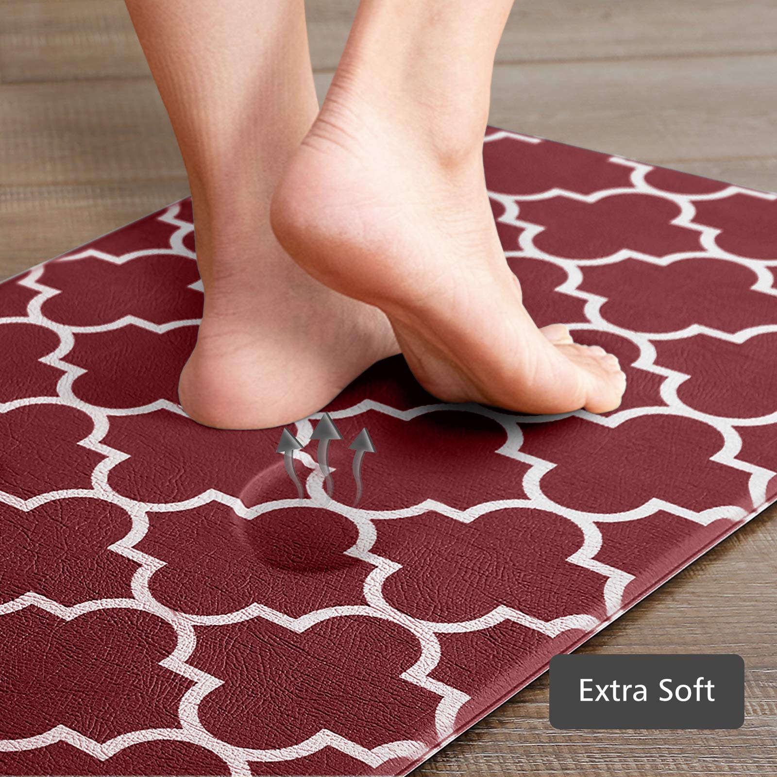 KMAT Kitchen Mat 2 Pack Cushion Anti-Fatigue Kitchen Rug Waterproof Anti-Slip Kitchen Mat Rug Heavy Duty PVC Ergonomic Comfort Standing Foam Mat for Kitchen Floor Home Office Sink Washing