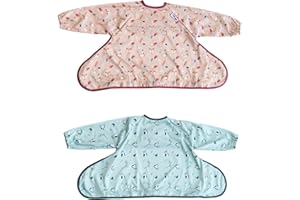 Tidy Tot™ Cover & Catch™ Coverall Baby Weaning Bib. Feeding Bibs with Sleeves. Attaches to Highchairs. Catch All Sleeved Bibs