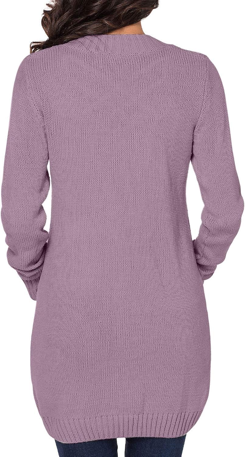 luvamia Womens Long Sleeve Open Front Buttons Cable Knit Pocket Sweater Cardigan at  Women’s Clothing store