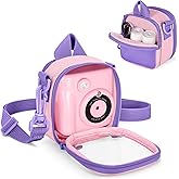 GRAOSO Kids Camera Case Compatible with ESOXOFFOR, Small Children's Digital Camera Bag Compatible with Seckton, Storage Bag with Detachable Shoulder Strap, Back Pocket for Accessories, Pink (Bag Only)