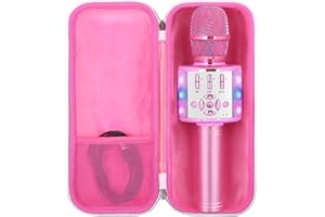 worfty Karaoke Microphone Case for Amazmic for KIDWILL for BlueFire, Travel Portable Hard Storage Bag, Pink(Case Only)
