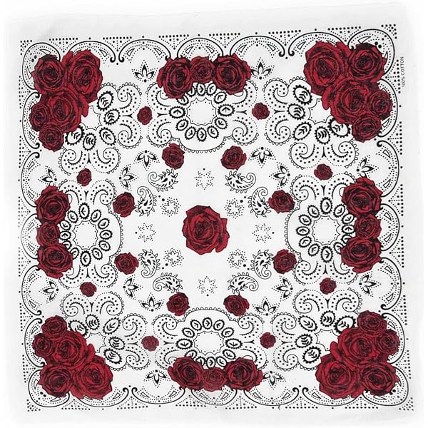 Amazon.com: Zad Unisex Red Rose Paisley Print Bandana  display picture 1