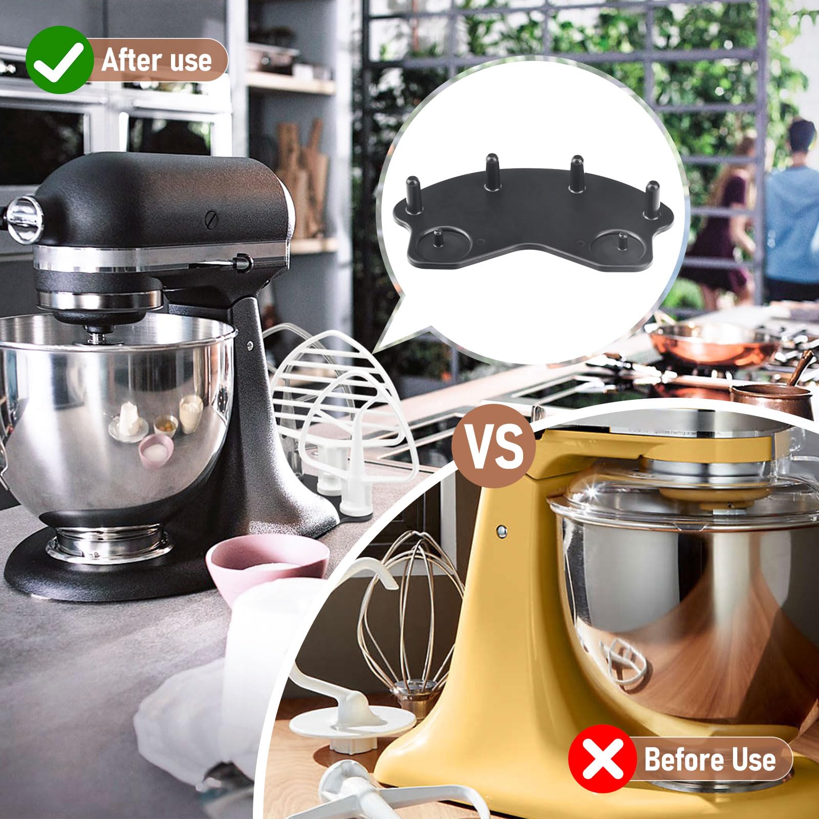 Stand Mixer Attachment Holders/Base Accessories Cradle - Compatible With Kitchenaid Mixer Organizer for 4.5QT/5QT/6QT, Equipped With Rubber Feet (Durable Plastic)