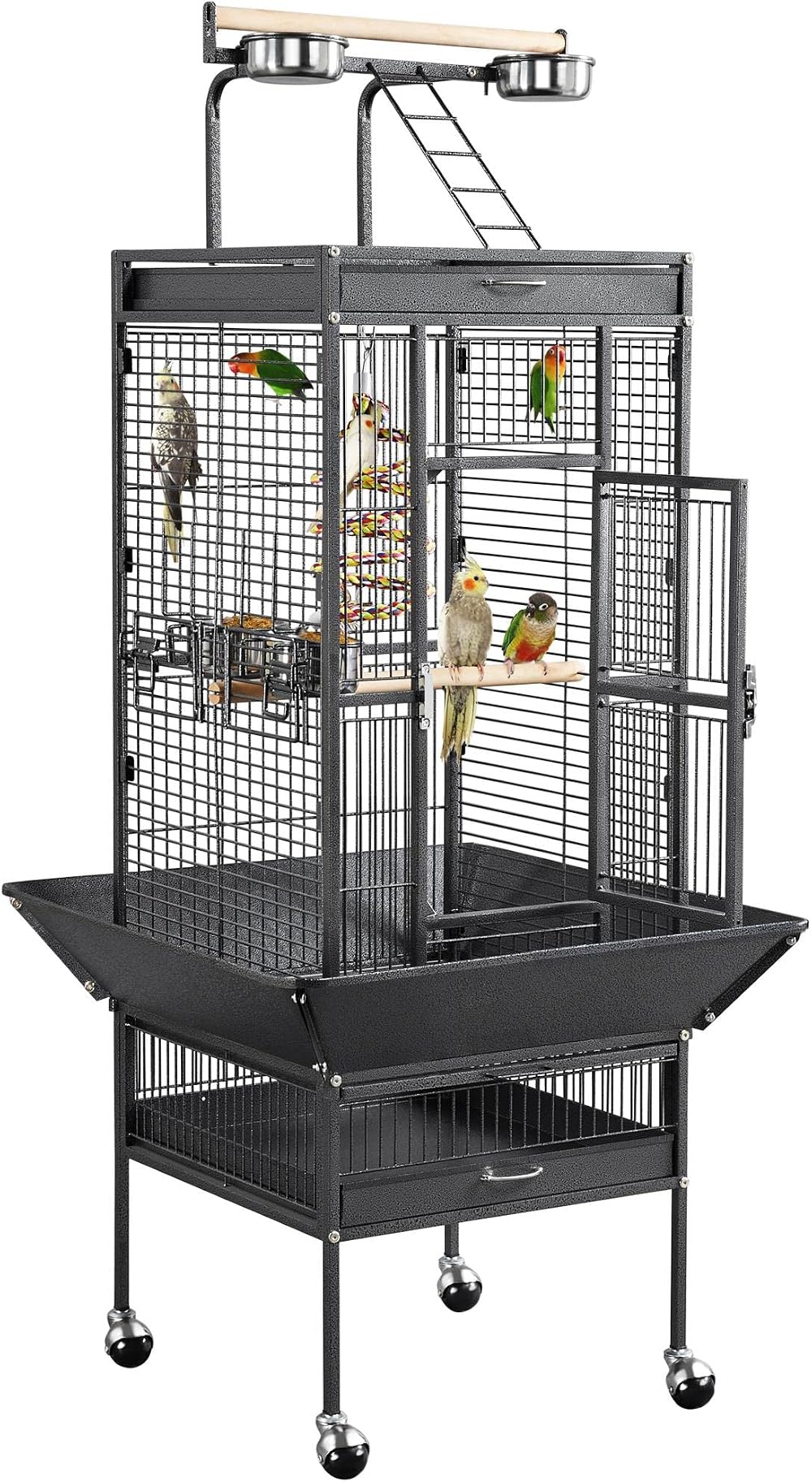 Yaheetech Parrot Cage 156cm Large Bird Cage with Open Top Stand Rolling Wheels