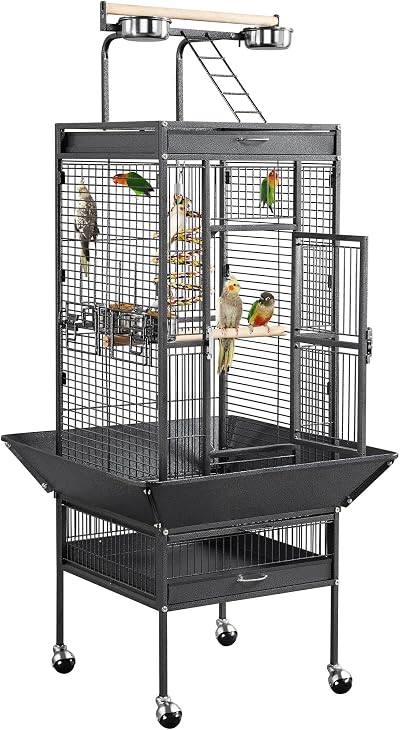 Yaheetech Parrot Cage 156cm Large Bird Cage with Open Top Stand Rolling Wheels