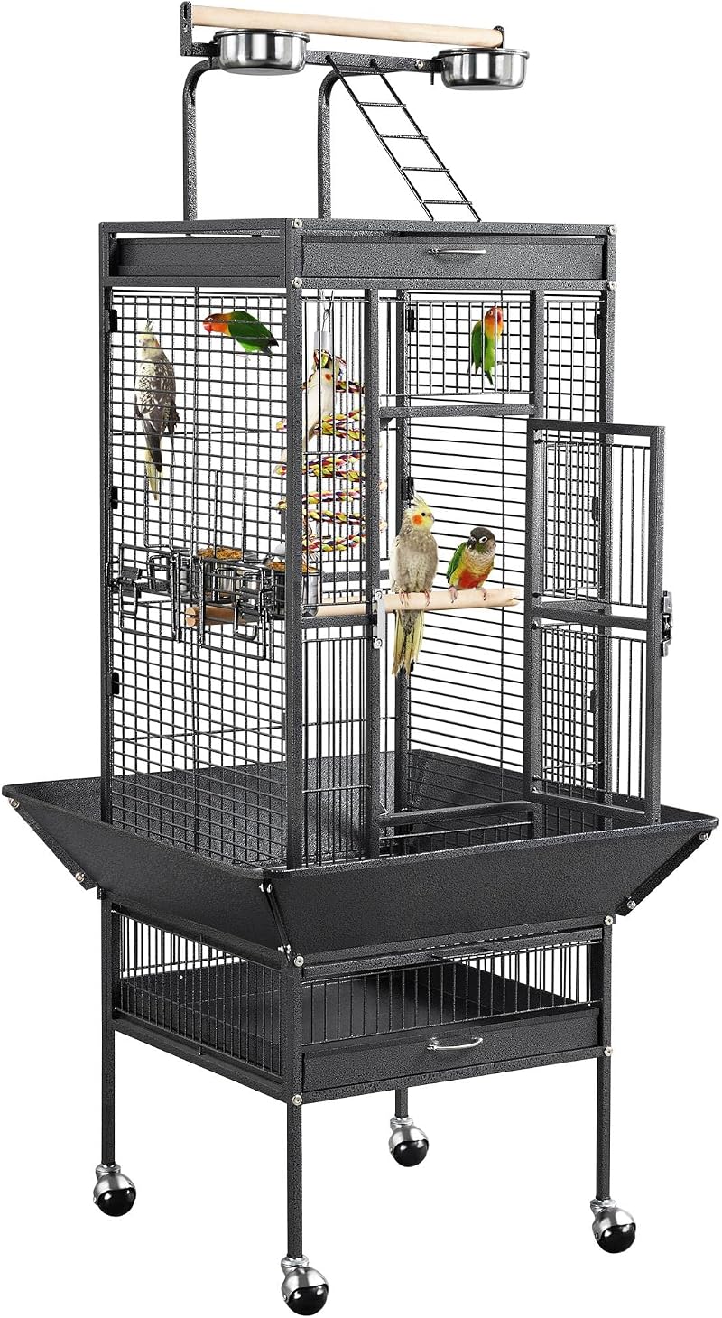 Yaheetech Parrot Cage 156cm Large Bird Cage with Open Top Stand Rolling Wheels