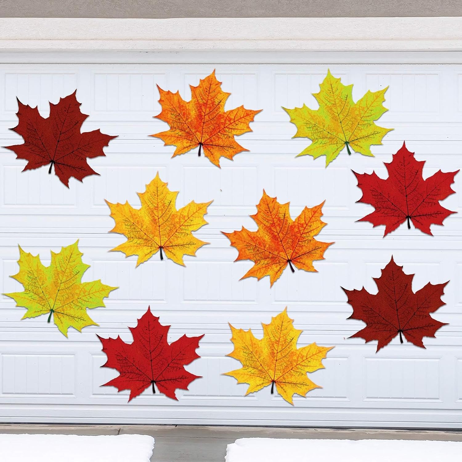 Garage Door Decorations - Crtiin 10 Pcs 12 Inch Autumn Garage Door Magnets Magnetic Maple Leaves Garage Door Decor Magnet Thanksgiving Door Decorations Car Magnet Sticker for Refrigerator Decor
