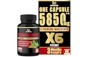 BMVINVOL (3 Months Supply) Ashwagandha Capsules 5850 mg - Mood & Energy Support Supplement with Turmeric, St.John's Wort, Rhodiola Rosea Extract