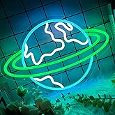 Earth Neon Sign for Wall Decor, Planet Led Signs, Dimmable Neon Light Sign for Bedroom, Game Room, Living Room, Bar Decoration, USB Powered Light Up Signs for Man Cave