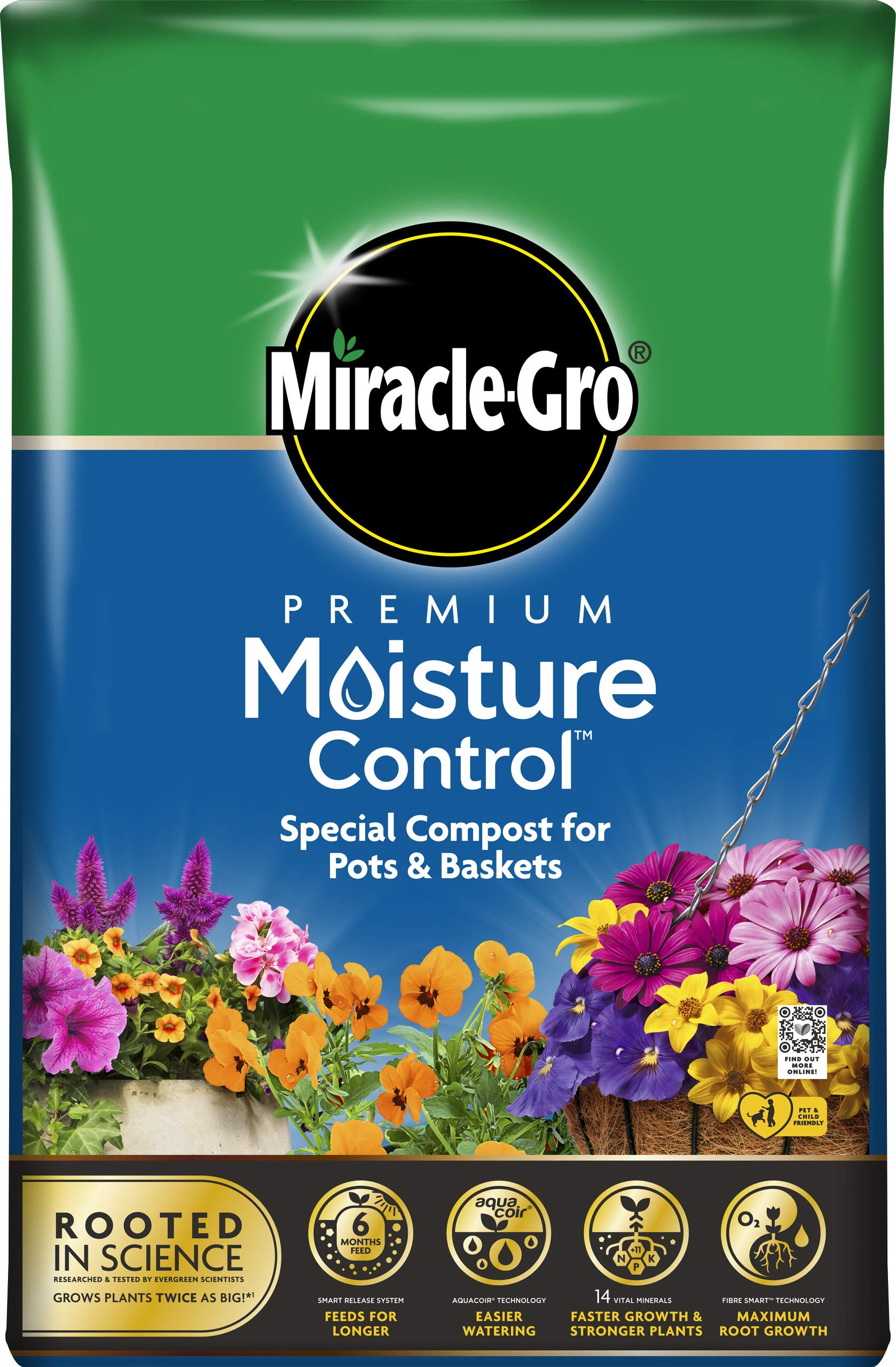 Miracle-Gro Premium Moisture Control Compost, 40 Litre