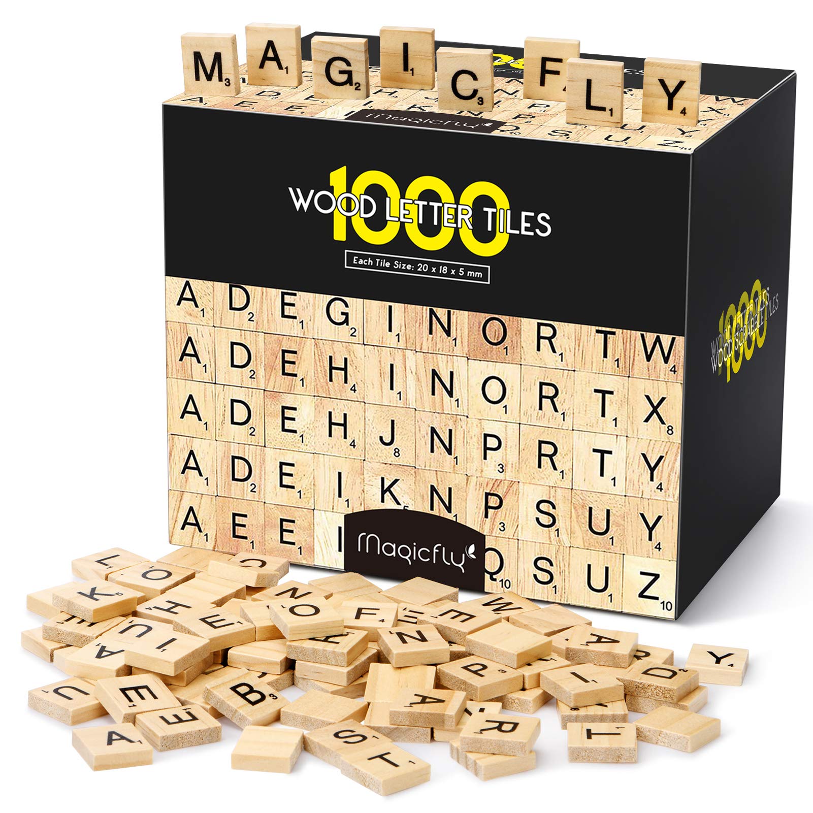Magicfly Wooden Alphabet Letter Tiles - 1000 Pcs, Perfect for Art & Crafts, Spelling, DIY Projects, Classroom Essentials - Ages 36+ to 72+