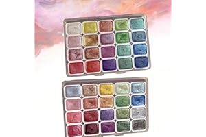 20 Color Shifting Watercolor Paint Set, Glitter Watercolour Solid Paint Box Palette, Drawing Supplies Shimmer Metallic Glitte