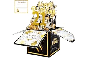 21st Birthday Card with Envelopes for Her Him, Birthday Decorations for Daughter Son, Bday Gift Box for 21 Year Old, Unique H