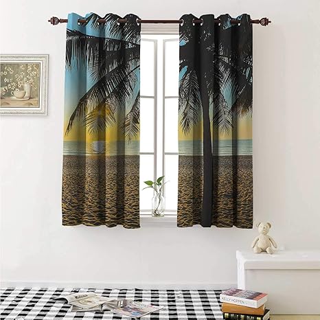 Amazon.com: Palm Tree Cortina opaca para ventana con diseño ...