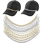 Geyoga 9 Pcs Trucker Hat Chains Trucker Hat Charms Women Man Bill Decoration Detachable DIY Metal Chain for Mesh Baseball Cap (Gold Silver,Classic)