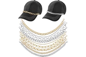 Geyoga 9 Pcs Trucker Hat Chains Trucker Hat Charms Women Man Bill Decoration Detachable DIY Metal Chain for Mesh Baseball Cap(Gold Silver,Classic Style)