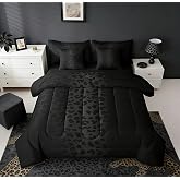 Feelyou Animal Print Leopard Cheetah Comforter Set Queen Size Bed in a Bag | Bed All Season Bedding Set 7Pcs Black Warm Cozy Breathable Lightweight