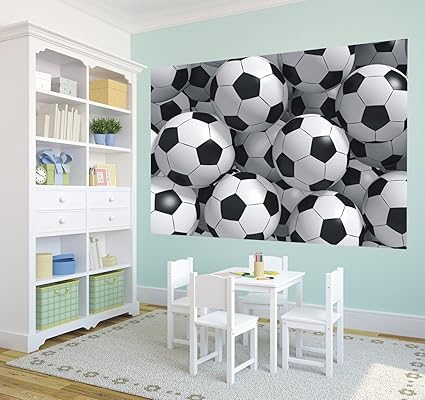 3d Footballs Tappezzeria Da Parete Cameretta Ragazzi Calcio